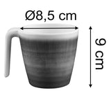 2 Stück Melamin Tassen 350 ml ideal für Camping 2 Personen - Toskana Pastel - Stapelbar - Steingutoptik Mandala Trinkbecher Kaffeetasse Kaffeebecher