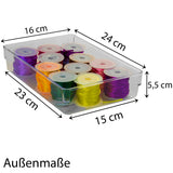 Schubladen Ordnungssystem 24x16 cm klar transparent 5,5 cm hoch Antislip - Organizer für Schminktisch Kosmetik Bad Küche Büro Box Kiste Besteck Aufbewahrungsbox klein Ordnungsbox Schubladeneinsatz