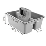 Tragbarer Organizer für Putzmittel 28x23x11 cm Grau Werkzeugträger Gartengerätekorb Schuhputzkasten - Putzkasten für Pferd Reinigungsmittel Putz Caddy Flaschenträger Putzbox Putzcaddy eckig leer
