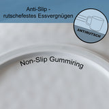 Melamin Geschirrset für 4 Personen - 16 Teile mit Trinkglas hellblau elegante Steingut Optik in weiss-blau Essgeschirr Wasserglas