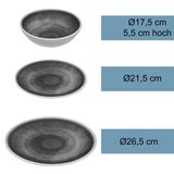 Melamin Geschirr Set Bambi Braun für 4 Personen - 16 Teile mit klaren Trinkgläsern 250 ml aus Acryl Steingutoptik Campinggeschirr