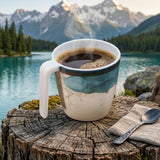 Melamin 2 Tassen 350 ml ideal für Camping - Lagune - Stapelbar - Steingutoptik Trinkbecher Kaffeetasse Kaffeebecher