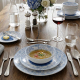 Melamin Geschirr Set Wish Flower Blau für 2 Personen - 6 Teile - Pusteblume Steingutoptik