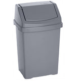 Mülleimer mit Schwingdeckel 15 Liter eckig Schwingdeckeleimer Kunststoff Küche Büro Bad Putzeimer Kosmetikeimer Papierkorb Eimer Abfalleimer Abfallbehälter Mülltonne Müll Abfallsammler