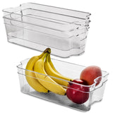 Kühlschrank-Organizer 31x16x9,5 cm durchsichtig stapelbar mit Griff - Aufbewahrungsbox Fridge Organizer Kühlschrankbox BPA-frei Speisekammer Bad Vorratsschrank transparent Küchenschrank Box