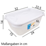 5 Stück Vorratsdose Set 6 Liter mit Deckel Frischhaltedose - Aufbewahrungsbox mit Deckel lebensmittelecht - transparent mit weißem Deckel - rechteckig