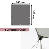 Sonnensegel 240x300 cm für Wohnwagen Wohmobil Vorzelt Camping Gestänge Sonnenschutz Reisevorzelt Busvorzelt 5000mm Wasserfest