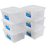 6 x Aufbewahrungsbox mit Deckel 2 Liter - 19x16x10 cm - transparent stapelbar LEBENSMITTELECHT - Kunststoff Box Kiste - Plastik Behälter Organizer - Büro Haushalt Küche Kinderzimmer Spielzeugkiste