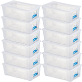 12 x Aufbewahrungsbox mit Deckel 5 Liter - 32x19x11 cm - transparent stapelbar LEBENSMITTELECHT - Kunststoff Box Kiste - Plastik Behälter Organizer - Büro Haushalt Küche Kinderzimmer Spielzeugkiste