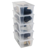 6 x Aufbewahrungsbox mit Deckel 5 Liter - 32x19x11 cm - transparent stapelbar LEBENSMITTELECHT - Kunststoff Box Kiste - Plastik Behälter Organizer - Büro Haushalt Küche Kinderzimmer Spielzeugkiste