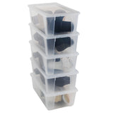 12 x Aufbewahrungsbox mit Deckel 5 Liter - 32x19x11 cm - transparent stapelbar LEBENSMITTELECHT - Kunststoff Box Kiste - Plastik Behälter Organizer - Büro Haushalt Küche Kinderzimmer Spielzeugkiste