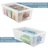 6 x Aufbewahrungsbox mit Deckel 5 Liter - 32x19x11 cm - transparent stapelbar LEBENSMITTELECHT - Kunststoff Box Kiste - Plastik Behälter Organizer - Büro Haushalt Küche Kinderzimmer Spielzeugkiste