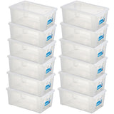 12 x Aufbewahrungsbox mit Deckel 10 Liter 36x25x14 cm - transparent stapelbar LEBENSMITTELECHT - Kunststoff Box Kiste - Plastik Behälter Organizer - Büro Haushalt Küche Kinderzimmer Spielzeugkiste