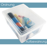 6 x Aufbewahrungsbox mit Deckel 15 Liter - 39x29x17 cm - transparent stapelbar LEBENSMITTELECHT - Kunststoff Box Kiste - Plastik Behälter Organizer - Büro Haushalt Küche Kinderzimmer Spielzeugkiste