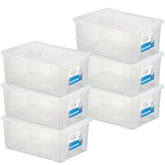 6 x Aufbewahrungsbox mit Deckel 15 Liter - 39x29x17 cm - transparent stapelbar LEBENSMITTELECHT - Kunststoff Box Kiste - Plastik Behälter Organizer - Büro Haushalt Küche Kinderzimmer Spielzeugkiste