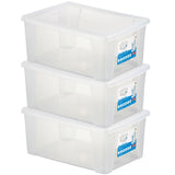 3 x Aufbewahrungsbox mit Deckel 15 Liter - 39x29x17 cm - transparent stapelbar LEBENSMITTELECHT - Kunststoff Box Kiste - Plastik Behälter Organizer - Büro Haushalt Küche Kinderzimmer Spielzeugkiste