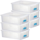 6 x UNTERBETTKOMMODE - Aufbewahrungsbox mit Deckel 30 Liter 59x39x17 cm transparent stapelbar LEBENSMITTELECHT - Kunststoff Box Kiste - Plastik Behälter Organizer Büro Haushalt Küche Kinderzimmer