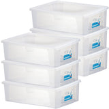 6 x UNTERBETTKOMMODE - Aufbewahrungsbox mit Deckel 30 Liter 59x39x17 cm transparent stapelbar LEBENSMITTELECHT - Kunststoff Box Kiste - Plastik Behälter Organizer Büro Haushalt Küche Kinderzimmer