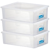 3 x Unterbettkommode - Aufbewahrungsbox mit Deckel 30 Liter 59x39x17 cm transparent stapelbar LEBENSMITTELECHT - Kunststoff Box Kiste - Plastik Behälter Organizer Büro Haushalt Küche Kinderzimmer