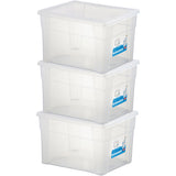3 x Aufbewahrungsbox mit Deckel 20 Liter - 39x29x24 cm - transparent stapelbar LEBENSMITTELECHT - Kunststoff Box Kiste - Plastik Behälter Organizer - Büro Haushalt Küche Kinderzimmer Spielzeugkiste