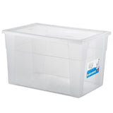 3 x Aufbewahrungsbox mit Deckel 62 Liter - 59x39x35 cm - transparent stapelbar LEBENSMITTELECHT - Kunststoff Box Kiste - Plastik Behälter Organizer - Büro Haushalt Küche Kinderzimmer Spielzeugkiste