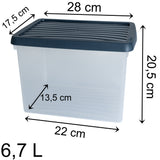 AUFBEWAHRUNGSBOX - 6,7 Liter - Aufbewahrungsbox mit Deckel - 28x17,5x20,5cm transparent Navy Blau - stapelbar - Kunststoff Box Stapelkiste Büro Storage Aufbewahrung