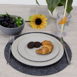 Melamin Geschirrset für 4 Personen - 16 Teile elegante Steingut Optik in Grau - mit klarem Trinkglas 380ml - Campinggeschirr Geschirrset Tafelgeschirr Spülmaschinengeeignet Tableware Outdoor Camping