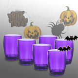 6x Halloween Party Gläser aus Acryl 320ml LILA - Tischdeko Trinkglas Acrylglas Kunststoff Wasserglas Garten Echtglasoptik Picknick Becher Kinder Senioren Longdrink Coktail
