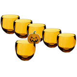 6x Halloween Party-Glas aus Acryl 400ml Orange - Tischdeko Acrylglas Kunststoff Wasserglas Garten Echtglasoptik Picknick Becher Kinder Senioren Longdrink Coktail