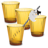 4 x Halloween Party-Glas aus Acryl 360ml Orange - Tischdeko Acrylglas Kunststoff Wasserglas Garten Echtglasoptik Picknick Becher Kinder Senioren Longdrink Coktail