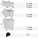 24 Boxen für einen DIY Adventskalender mit Beschriftungsclips für einen Würfelregal - zum Befüllen nachhaltig wiederverwendbar für die ganze Familie