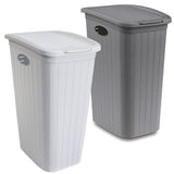 2x Wäschekorb 36 Liter schmal Weiß und Grau - Rattanoptik mit Deckel - Sortierer Wäschesammler mit Löcher 39x29x54cm Wäschebox Wäschesortierer Haushaltskorb Haushalt Kunststoff Wäschetruhe Wäschetonne