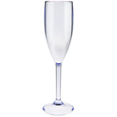 Campingglas Champagner Fluter Sektglas 150 ml BLAU klar Gläser - Champagnerglas für Camping Küche - Trinkkelch Goblet - elegantes Design - Outdoor Partyglas - Bruchfest Kunststoff Glas Kelch bruchfest