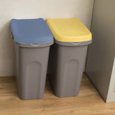 2x Mülleimer 15 Liter schmal Deckel Recycling Mülltrennung Abfalleimer Abfallbehälter Müll Küche rechteckig Abfallsammler Kunststoff Eimer Mülltonne Schmal Müllsackhalterung