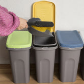 3x Mülleimer 15 Liter schmal Deckel Recycling Mülltrennung Abfalleimer Abfallbehälter Müll Küche rechteckig Abfallsammler Kunststoff Eimer Mülltonne Schmal Müllsackhalterung