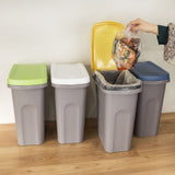 4x Mülleimer 15 Liter schmal Gelb Grün Blau Weiß Deckel Recycling Mülltrennung Abfalleimer Abfallbehälter Müll Küche rechteckig Abfallsammler Kunststoff Eimer Mülltonne Schmal Müllsackhalterung