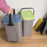 2x Abfalleimer 7 Liter 23x19x30,5cm - mit Gummidichtung im Deckel mit dem Henkel verschließbar - Geruchstdichter Mülleimer Biomüll Windeleimer Wickeleimer Hygieneeimer Katzeneimer Küche Kompost