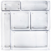Schubladen Ordnungssystem 6 Teile 40x40 cm 5 Größen 5,5cm hoch klar transparent Antislip - Organizer für Schminktisch Kosmetik Bad Küche Kiste Besteck Aufbewahrungsbox Ordnungsbox Schubladeneinsatz