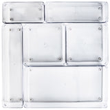Schubladen Ordnungssystem 6 Teile 40x40 cm 5 Größen 5,5cm hoch klar transparent Antislip - Organizer für Schminktisch Kosmetik Bad Küche Kiste Besteck Aufbewahrungsbox Ordnungsbox Schubladeneinsatz