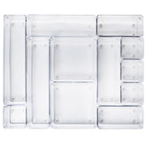 Schubladen Organizer 5,5 cm hoch - 12 Teile 40x48 cm 5 Größen - klar transparent Antislip - Organizer für Schminktisch Kosmetik Ordnungssystem Aufbewahrungsbox Ordnungsbox Schubladeneinsatz