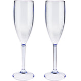 Campingglas Champagner Fluter Sektglas 150 ml BLAU klar Gläser - Champagnerglas für Camping Küche - Trinkkelch Goblet - elegantes Design - Outdoor Partyglas - Bruchfest Kunststoff Glas Kelch bruchfest