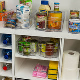 6x Kühlschrank-Organizer 31cm lang in 3 Größen durchsichtig stapelbar mit Griff - Aufbewahrungsbox Fridge Organizer Kühlschrankbox BPA-frei Speisekammer Vorratsschrank transparent Küchenschrank Box