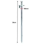 10 Stück Stahl Felsnagel 30 cm - rundes Profil Ø9mm - Hering Zelthering harter Boden Zeltnagel Zeltpflock Erdspieß Camping Zubehör Outdoor Set
