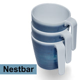 Melamin 6 Tassen 350 ml ideal für Camping - Jesolo Blau - Stapelbar - Steingutoptik Trinkbecher Kaffeetasse Kaffeebecher
