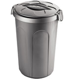 Mülltonne Futtertonne mit verschließbarem Deckel silber - 46 Liter - Windeleimer Müllbehälter Aufbewahrung Mülltrennung Lebensmittelecht Futterbehälter Oskartonne