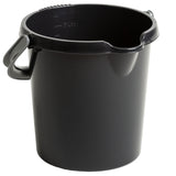 4x Eimer mit Ausguss und Henkel - 5 Liter - schwarz - Putzeimer Haushalt Küche Bad Camping Kunststoff Eimer Haushaltseimer Wassereimer