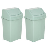 2x Mülleimer mit Schwingdeckel grün 8 Liter - Mülltrennung - Abfalleimer mit Deckel