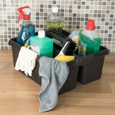 Tragbarer Mehrzweck Organizer 38x32x15 cm für Putzmittel Werkzeugträger Gartengerätekorb Schuhputzkasten - Putzkasten für Pferd Reinigungsmittel Putz Caddy Flaschenträger Putzbox Putzcaddy eckig leer