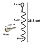 5 Stück Spiralanker 38 cm Bodenanker mit Einschraubhilfe Spirale Spiralhering Spiralbodenpfahl mit 5 Spiralen Outdoor Hund Erdanker