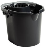 Wringeimer mit Siebaufsatz Ausguss und Henkel - 16 Liter - Rechteckig - Skala Putzeimer Wischeimer Wringeimer Eimer Haushaltseimer Wassereimer Wischmop-Eimer